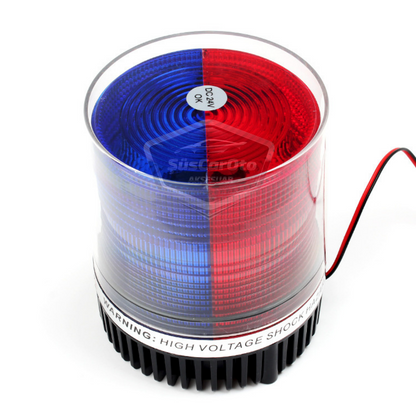 Luz LED redonda estroboscópica magnética de techo para coche, tipo policía, entrada para encendedor de cigarrillos, impermeable, rojo y azul, 12-24V