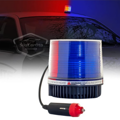 Luz LED redonda estroboscópica magnética de techo para coche, tipo policía, entrada para encendedor de cigarrillos, impermeable, rojo y azul, 12-24V
