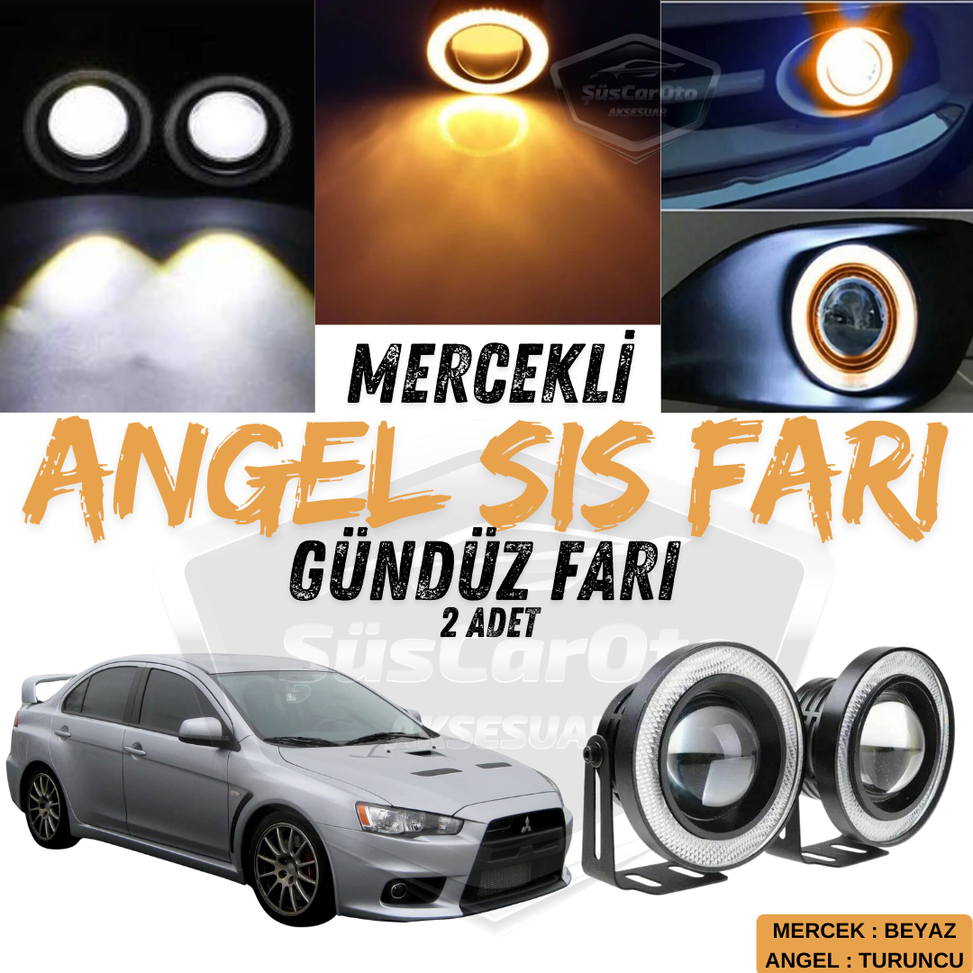 Mitsubishi Lancer 2007-2014 Compatible Universal Lente Angel Faros Antiniebla Metálicos Impermeables 76 mm con Anillo Naranja Luces Diurnas Angel Eyes 2 Unidades