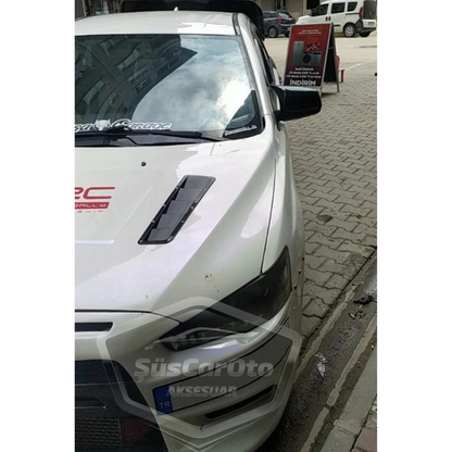 Cubierta de espejo retrovisor tipo ala de murciélago Batman, compatible con Mitsubishi Lancer 2008-2013, plástico ABS negro piano
