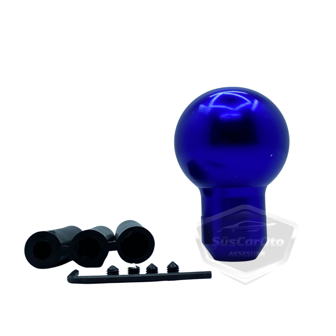 Momo pomo universal de palanca de cambios esférico de metal deportivo azul con adaptador
