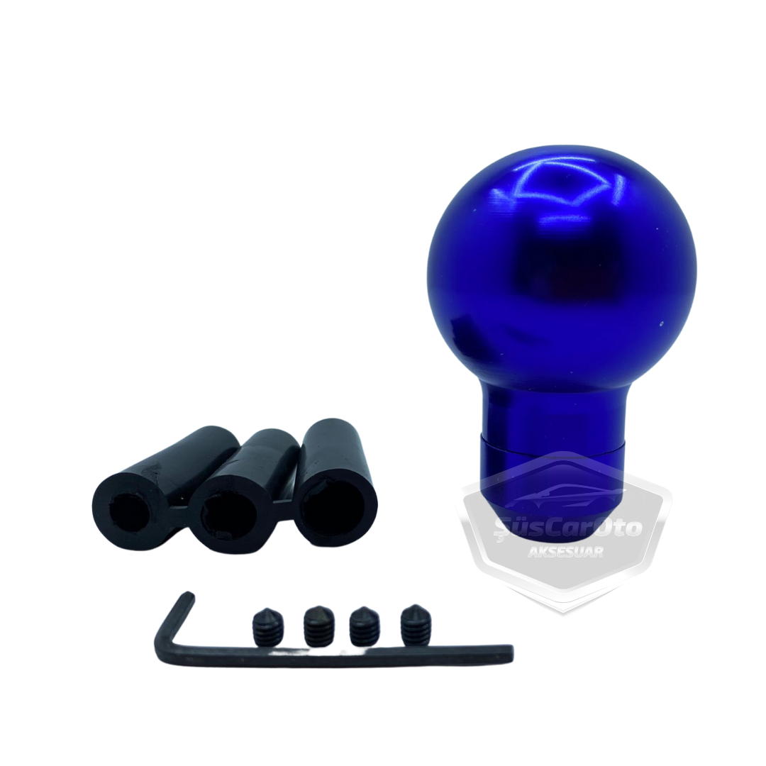Momo pomo universal de palanca de cambios esférico de metal deportivo azul con adaptador