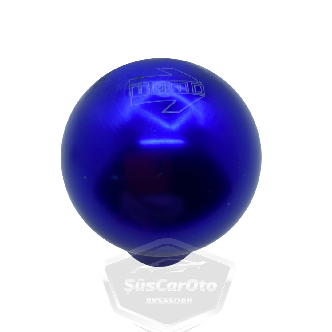 Momo pomo universal de palanca de cambios esférico de metal deportivo azul con adaptador