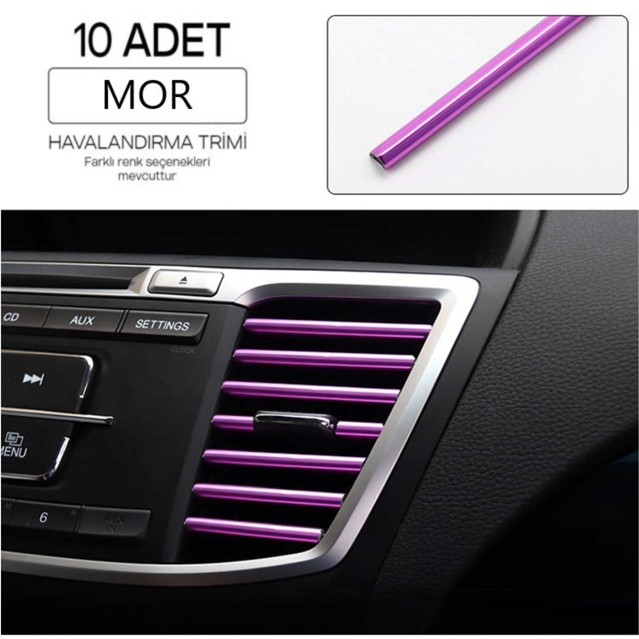 Conjunto de tiras decorativas para rejilla de ventilación del aire acondicionado interior del coche