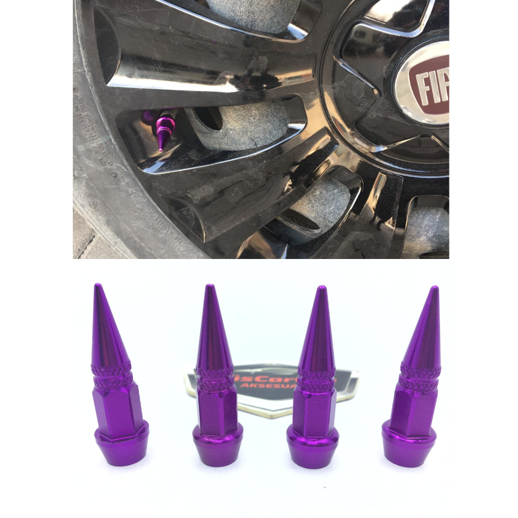 Tapa de válvula de punta Tapa de válvula de bala Juego de 4 piezas Morado