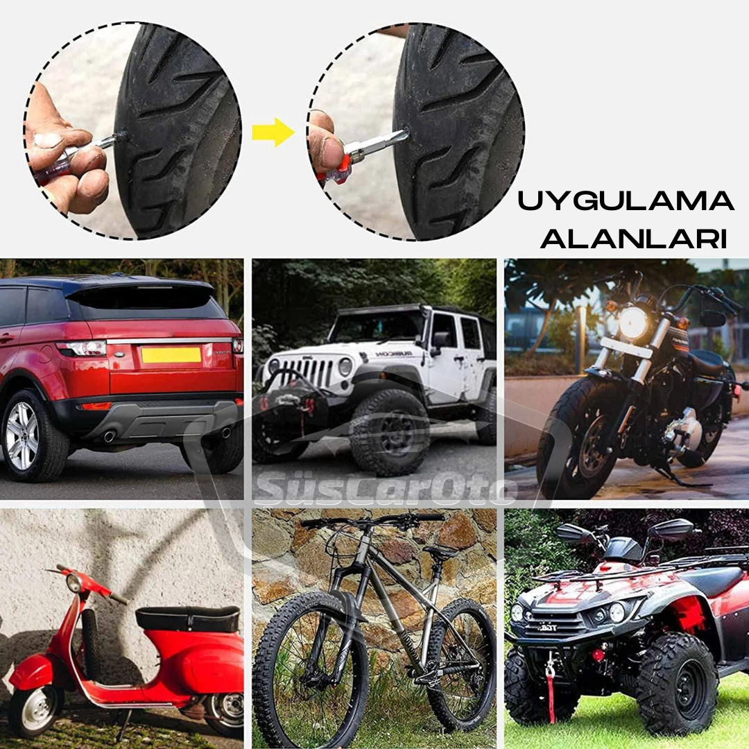 Kit de reparación de neumáticos de motocicleta, coche, automóvil, juego de 10 tornillos de goma, parche fácil para neumáticos ONP393