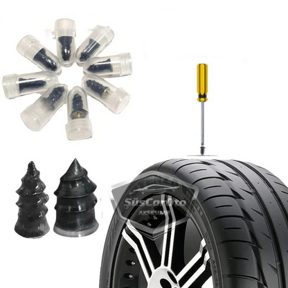 Kit de reparación de neumáticos de motocicleta, coche, automóvil, juego de 10 tornillos de goma, parche fácil para neumáticos ONP393