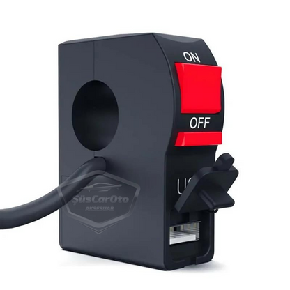 Interruptor de encendido/apagado de 12 V para motocicleta, ATV, bicicleta eléctrica, jetski, botón de interruptor, faro, toma de carga USB, impermeable, montaje en manillar de 22 mm, cargador USB multifuncional