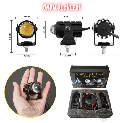 Juego de 2 faros antiniebla de motocicleta, mini, bicolor, amarillo-blanco, con botón de encendido/apagado, para scooter, vehículo, todoterreno, lámpara LED, 8V-80V, proyector, carcasa metálica, luz de trabajo para todoterreno