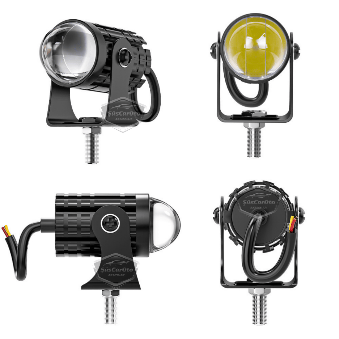 Juego de 2 faros antiniebla de motocicleta, mini, bicolor, amarillo-blanco, con botón de encendido/apagado, para scooter, vehículo, todoterreno, lámpara LED, 8V-80V, proyector, carcasa metálica, luz de trabajo para todoterreno