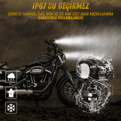 Motosiklet Turbo Fanlı Mini Sis Farı Çift Renk Sarı-Beyaz Scooter Araç Off Road Led Lamba 8V-85V Projektör Metal Kasa Arazi Çalışma Lambası 2 Adet Set