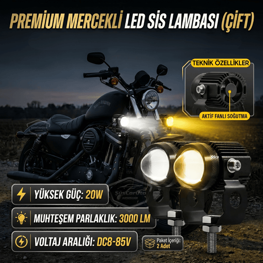 Motosiklet Turbo Fanlı Mini Sis Farı Çift Renk Sarı-Beyaz Scooter Araç Off Road Led Lamba 8V-85V Projektör Metal Kasa Arazi Çalışma Lambası 2 Adet Set