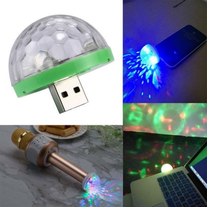 Mini bola de discoteca para coche, con entrada USB, sensible a la música y al sonido