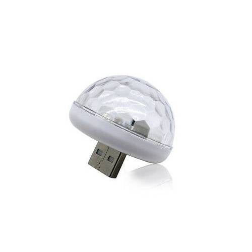 Mini bola de discoteca para coche, con entrada USB, sensible a la música y al sonido