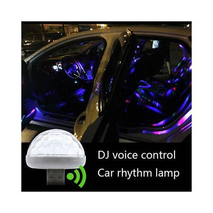 Mini bola de discoteca para coche, con entrada USB, sensible a la música y al sonido