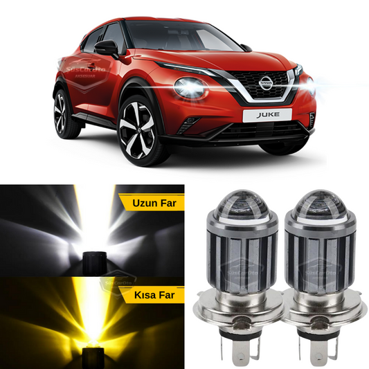 Nissan Juke 2010-2014 Far LED bi-color amarillo-blanco bombilla LED de xenón lente para carrocería sin reestilizar, potente efecto estroboscópico, luz de cruce y carretera, 2 piezas