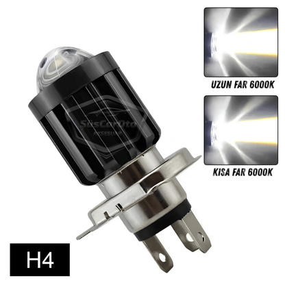 Nissan Micra 2002-2010 Uyumlu Mercekli Far Ampulü Led Xenon Beyaz Renk Far Şimşek Etkili CSP Led Lamba Uzun Kısa 2 Adet Takım