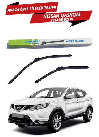 Nissan Qashqai 2014 en adelante Juego de limpiaparabrisas delanteros planos específicos para el vehículo Sentinel, derecho e izquierdo