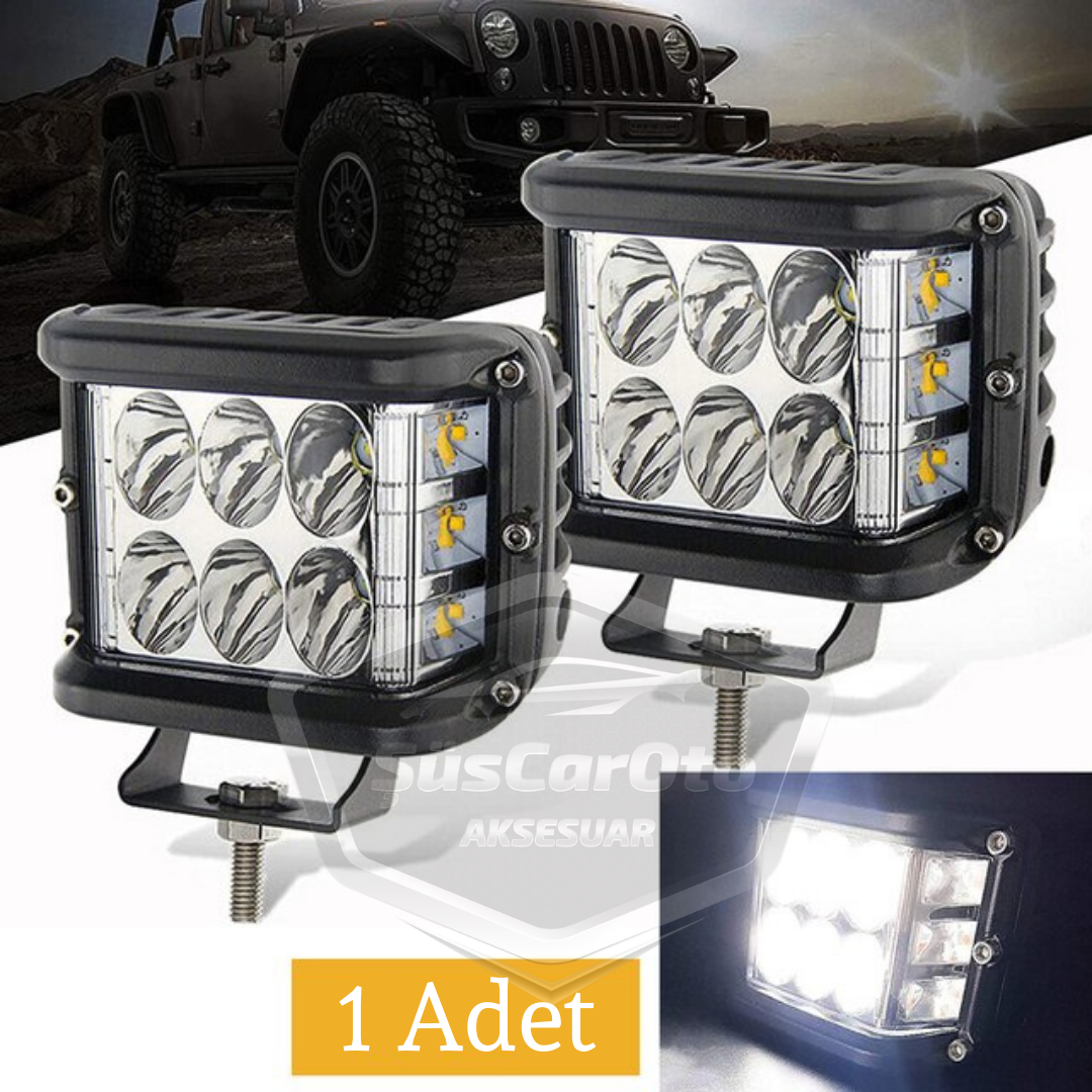 Foco proyector cuadrado LED para todoterreno, 45W, 12 LEDs, luz antiniebla, haz puntual/difuso, blanco-blanco con flash, carcasa de metal, lámpara de trabajo, 1 unidad, ONP0524