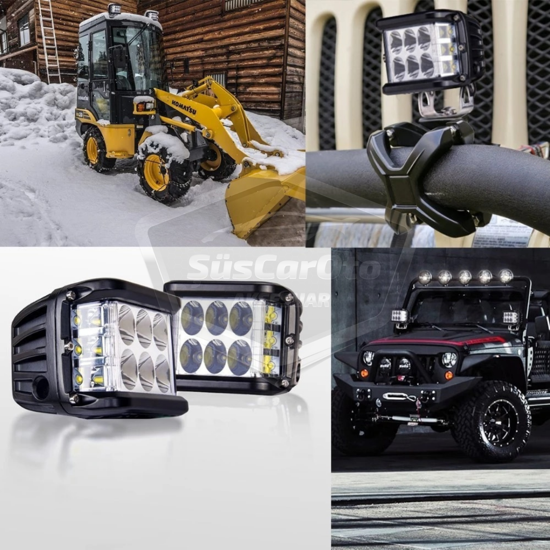 Foco proyector cuadrado LED para todoterreno, 45W, 12 LEDs, luz antiniebla, haz puntual/difuso, blanco-blanco con flash, carcasa de metal, lámpara de trabajo, 1 unidad, ONP0524