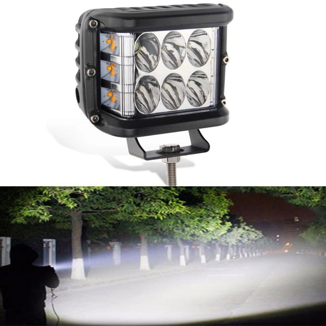 Foco proyector cuadrado LED para todoterreno, 45W, 12 LEDs, luz antiniebla, haz puntual/difuso, blanco-blanco con flash, carcasa de metal, lámpara de trabajo, 1 unidad, ONP0524