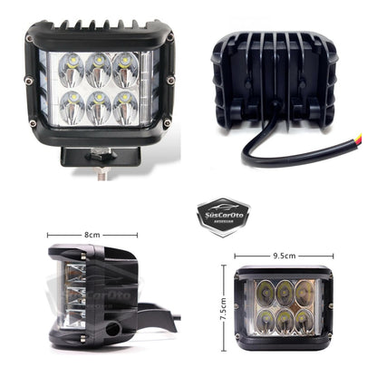 Foco proyector cuadrado LED para todoterreno, 45W, 12 LEDs, luz antiniebla, haz puntual/difuso, blanco-blanco con flash, carcasa de metal, lámpara de trabajo, 1 unidad, ONP0524