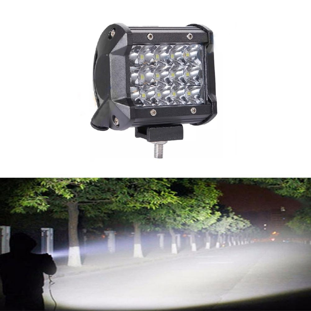 Faro Auxiliar Todoterreno LED, Proyector Antiniebla Cuadrado Blanco 45W 12 LED, Lámpara de Trabajo de Campo de Metal, 1 Unidad ONP0474