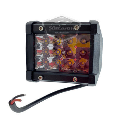 Faro Auxiliar Todoterreno LED, Proyector Antiniebla Cuadrado Blanco 45W 12 LED, Lámpara de Trabajo de Campo de Metal, 1 Unidad ONP0474