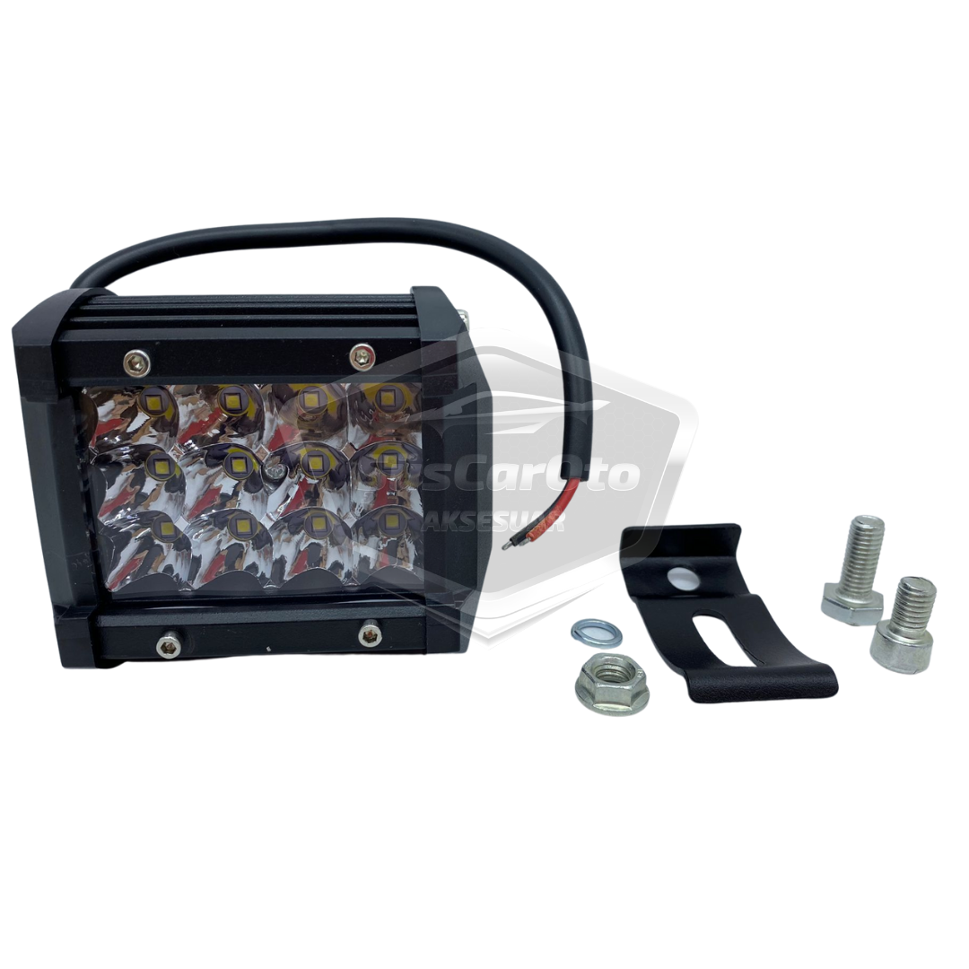 Faro Auxiliar Todoterreno LED, Proyector Antiniebla Cuadrado Blanco 45W 12 LED, Lámpara de Trabajo de Campo de Metal, 1 Unidad ONP0474