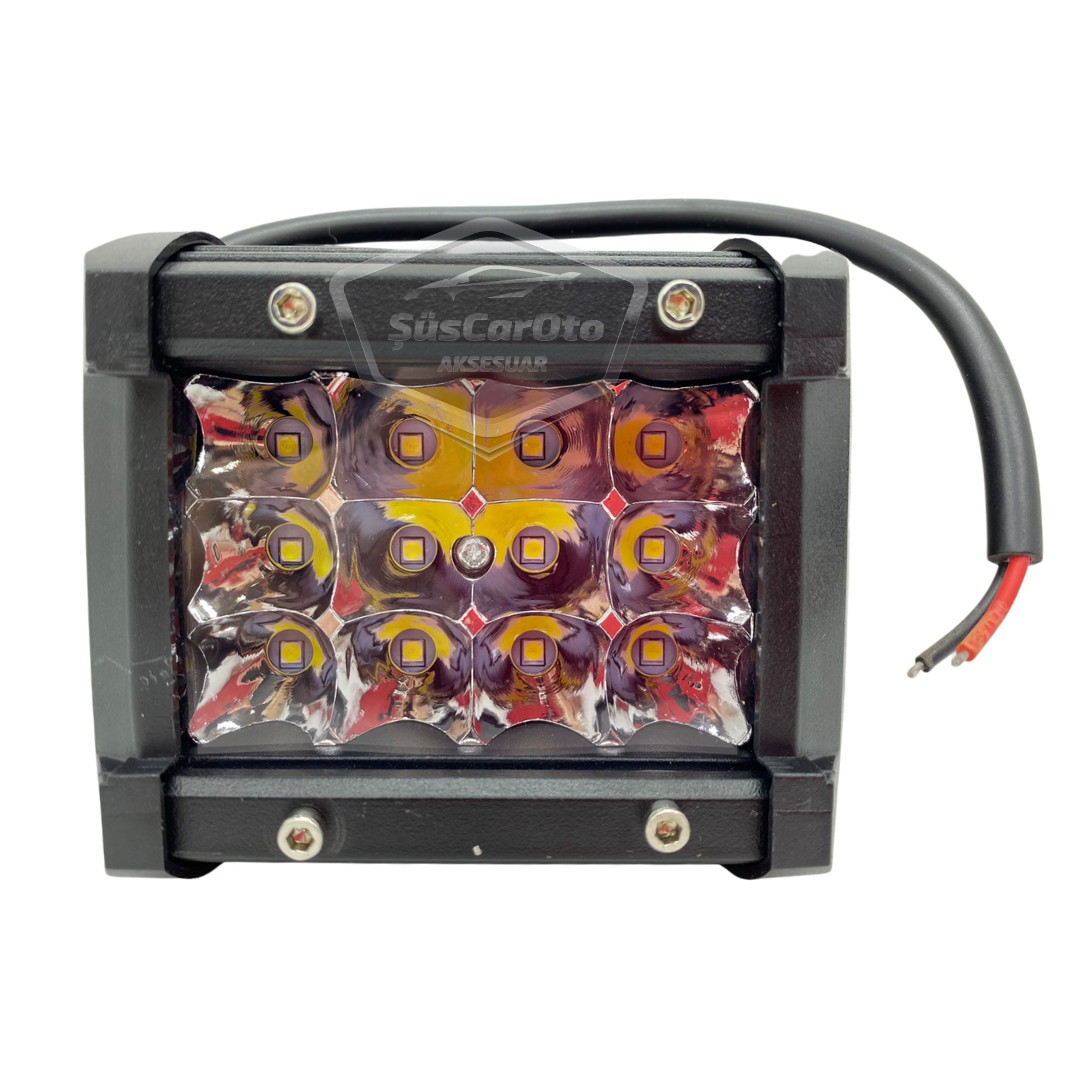 Faro Auxiliar Todoterreno LED, Proyector Antiniebla Cuadrado Blanco 45W 12 LED, Lámpara de Trabajo de Campo de Metal, 1 Unidad ONP0474