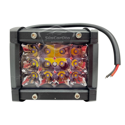 Faro Auxiliar Todoterreno LED, Proyector Antiniebla Cuadrado Blanco 45W 12 LED, Lámpara de Trabajo de Campo de Metal, 1 Unidad ONP0474