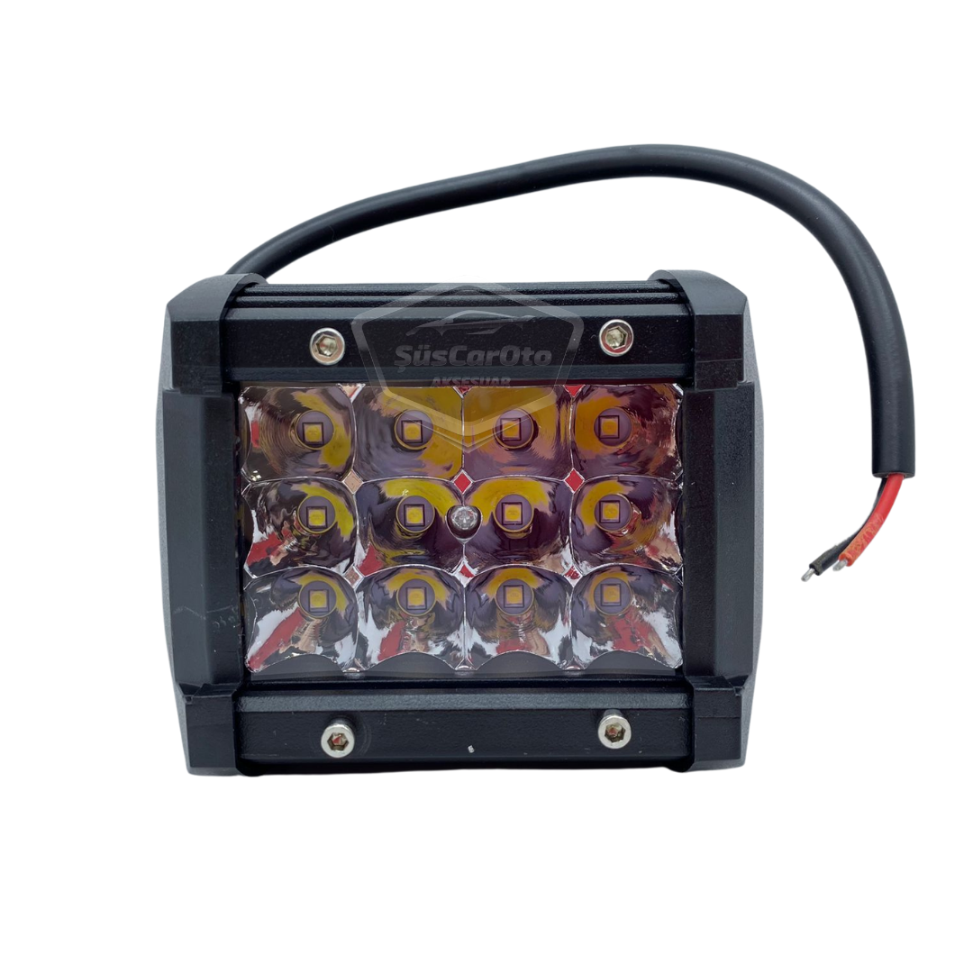 Faro Auxiliar Todoterreno LED, Proyector Antiniebla Cuadrado Blanco 45W 12 LED, Lámpara de Trabajo de Campo de Metal, 1 Unidad ONP0474