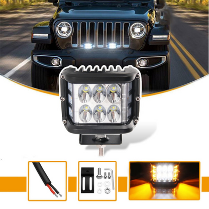 Faro antiniebla cuadrado Off Road LED lámpara penetrante difusora blanco naranja con flash 45W 12 LED foco de trabajo de metal todoterreno 1 pieza ONP0525