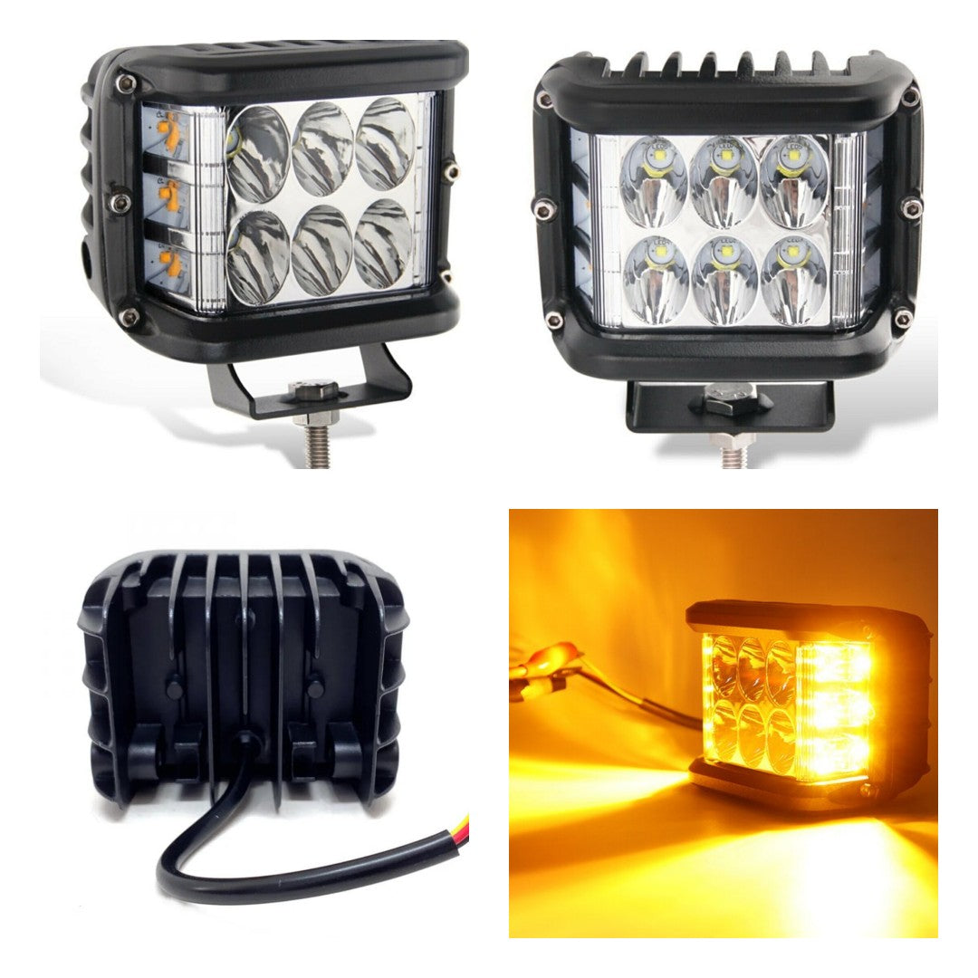 Faro antiniebla cuadrado Off Road LED lámpara penetrante difusora blanco naranja con flash 45W 12 LED foco de trabajo de metal todoterreno 1 pieza ONP0525