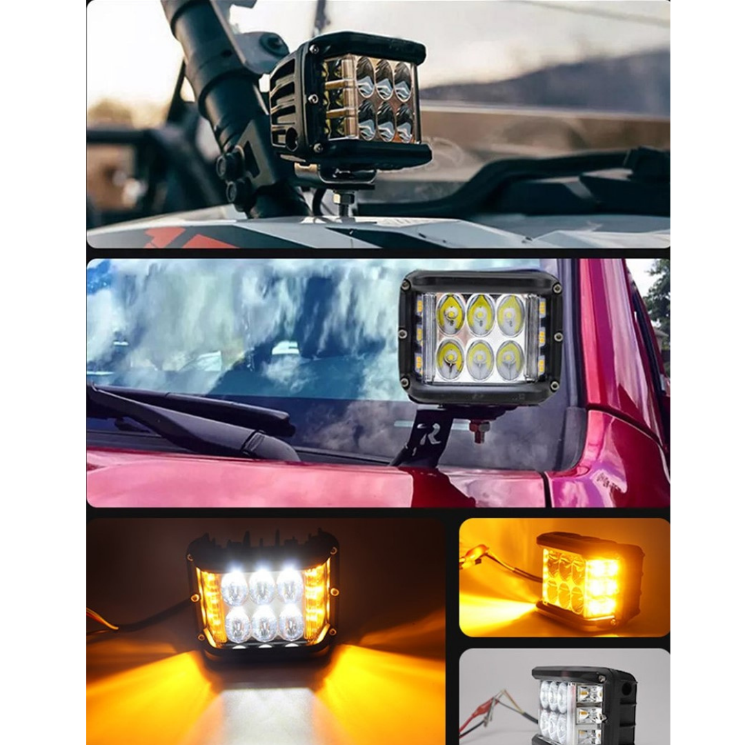 Faro antiniebla cuadrado Off Road LED lámpara penetrante difusora blanco naranja con flash 45W 12 LED foco de trabajo de metal todoterreno 1 pieza ONP0525