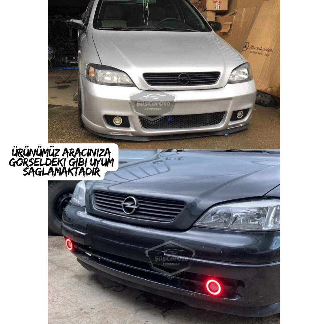 Faros antiniebla universales Opel Astra G 1998-2004 con proyector Angel Eyes de 76 mm, carcasa metálica, resistentes al agua, con luz diurna de anillo azul, 2 unidades