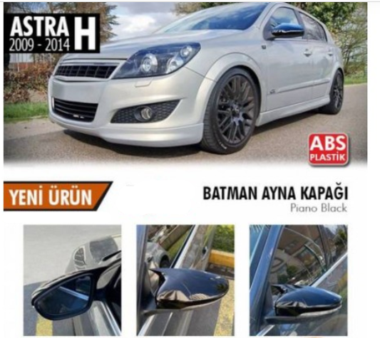 Tapa de espejo retrovisor tipo Batman, color negro piano, plástico ABS, para Opel Astra H FL con Facelift 2010-2013