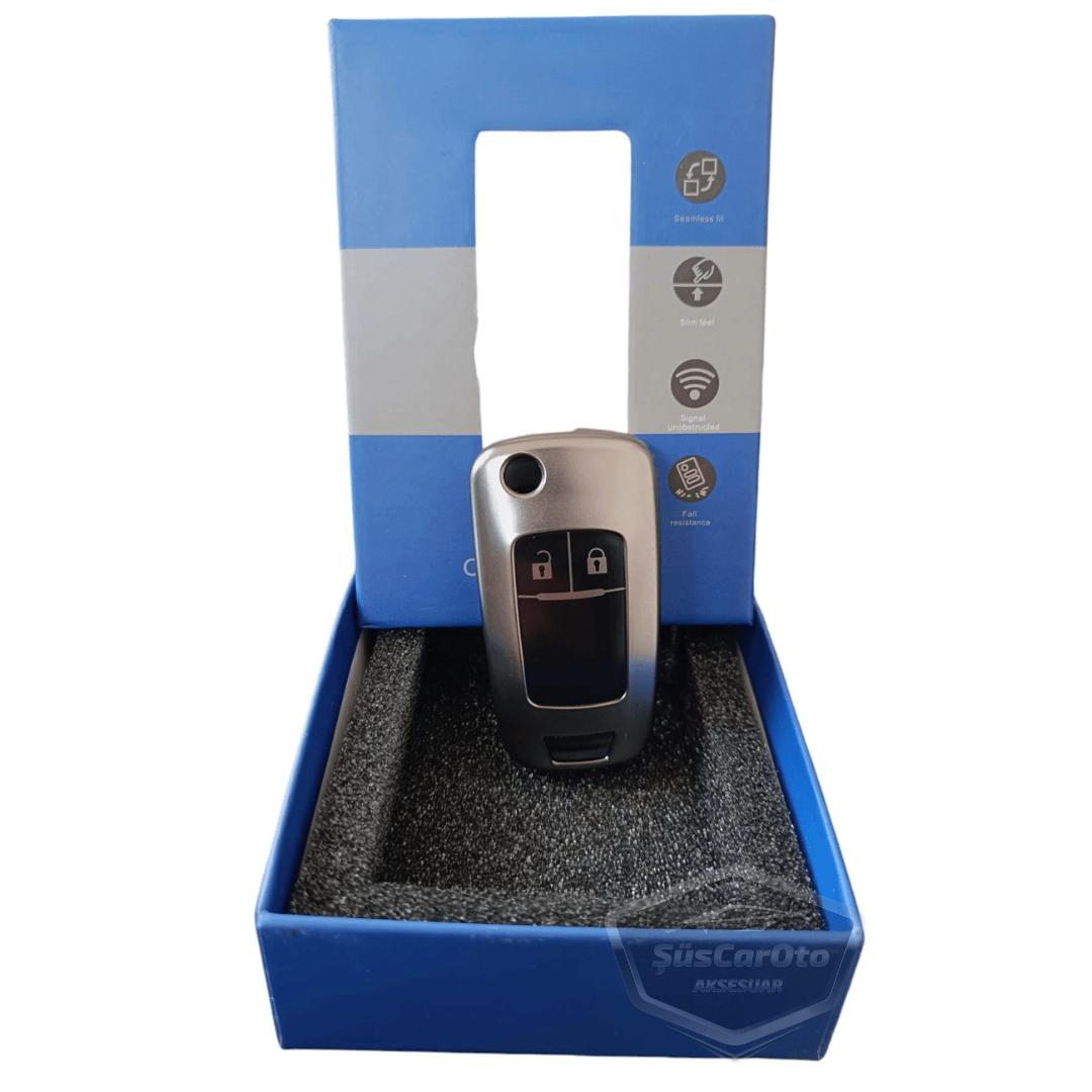 Funda de llave de silicona compatible con Opel Astra J Insignia Corsa Vectra Mokka Adam Chevrolet Cruze Aveo Llave plegable Cubierta de llave de coche llavero amortiguador gris titanio oscuro PNT119