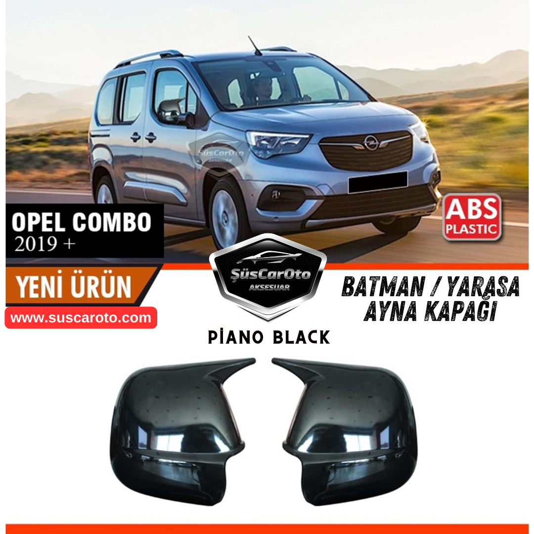 Opel Combo 2019 en adelante, compatible con carcasa de espejo retrovisor Batman Murciélago, negro piano, plástico ABS, juego izquierdo y derecho