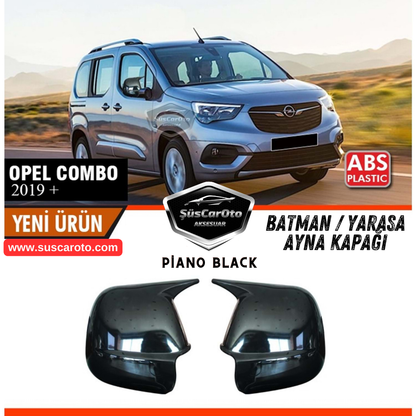 Opel Combo 2019 en adelante, compatible con carcasa de espejo retrovisor Batman Murciélago, negro piano, plástico ABS, juego izquierdo y derecho