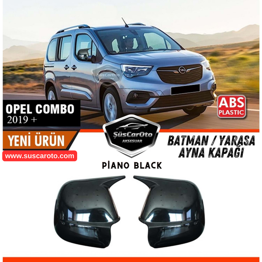 Opel Combo 2019 en adelante, compatible con carcasa de espejo retrovisor Batman Murciélago, negro piano, plástico ABS, juego izquierdo y derecho