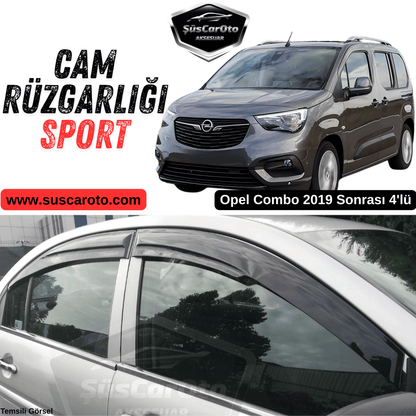 Set de deflectores de viento Mugen para Opel Combo 2019 en adelante, negro piano, 4 unidades, importados, negro brillante