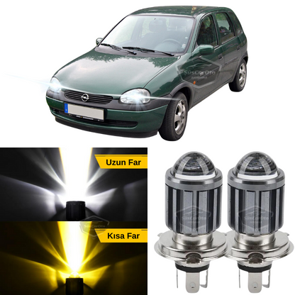 Opel Corsa B 1993-2000 Compatible Lente Bombilla LED Xenon Doble Color Amarillo-Blanco Faro Efecto Flash CSP Lámpara LED Luces Largas Cortas 2 Unidades Set
