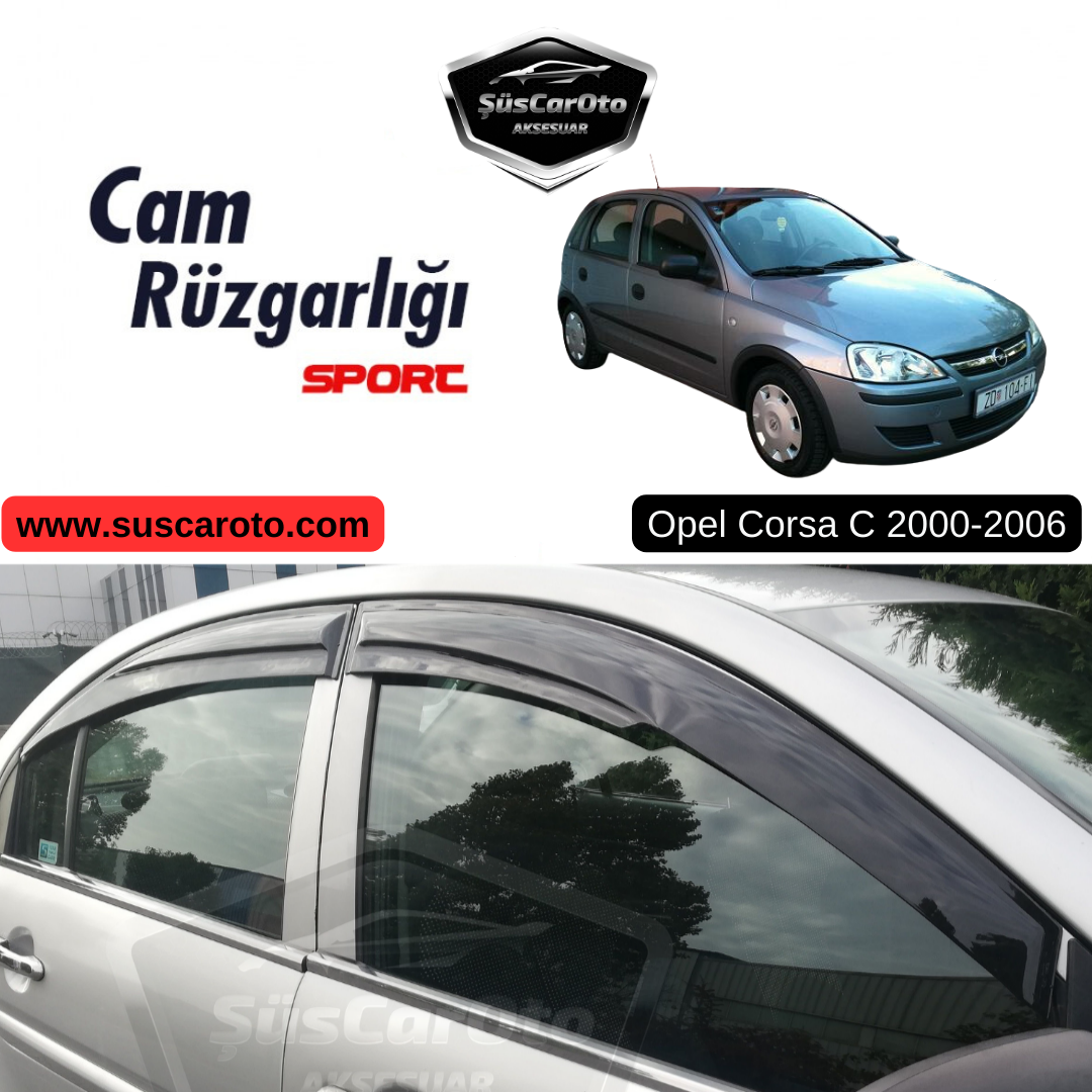 Set de deflectores de viento Mugen para Opel Corsa C 2000-2006, Piano Black, 4 unidades, importado