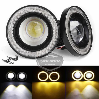 Opel Corsa C 2000-2006 Compatible Universal Lente Angel Niebla Faro Metal Impermeable 76 mm Anillo Amarillo Luz de Conducción Diurna Angel Eyes 2 Piezas