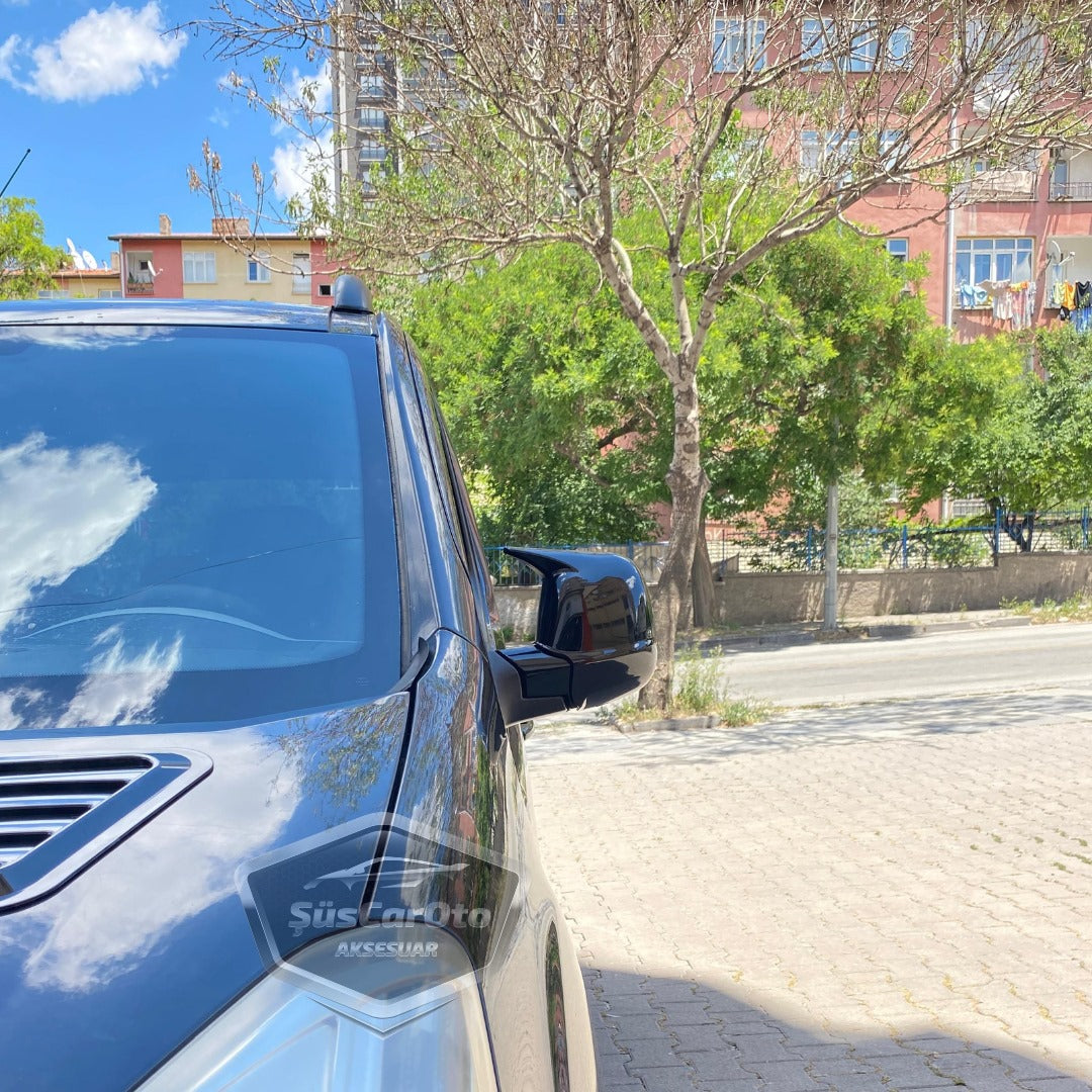 Tapas de espejo de murciélago Batman compatibles con Opel Vivaro 2021 en adelante, de plástico ABS, color negro piano, juego de izquierda y derecha