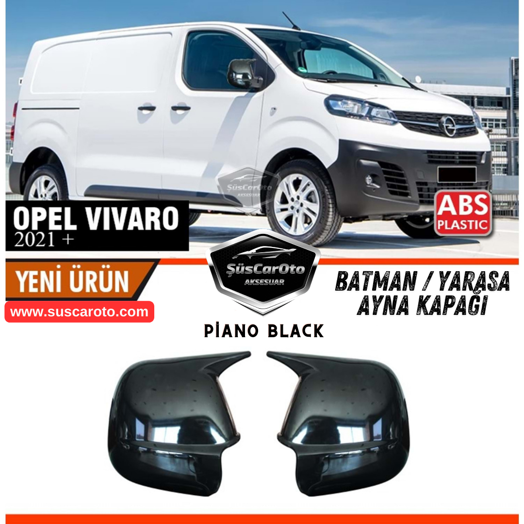 Tapas de espejo de murciélago Batman compatibles con Opel Vivaro 2021 en adelante, de plástico ABS, color negro piano, juego de izquierda y derecha