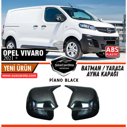 Tapas de espejo de murciélago Batman compatibles con Opel Vivaro 2021 en adelante, de plástico ABS, color negro piano, juego de izquierda y derecha