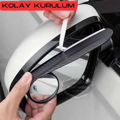 Espejo de punto ciego redondo ajustable para vehículos y visera de lluvia protectora de carbono ONP106