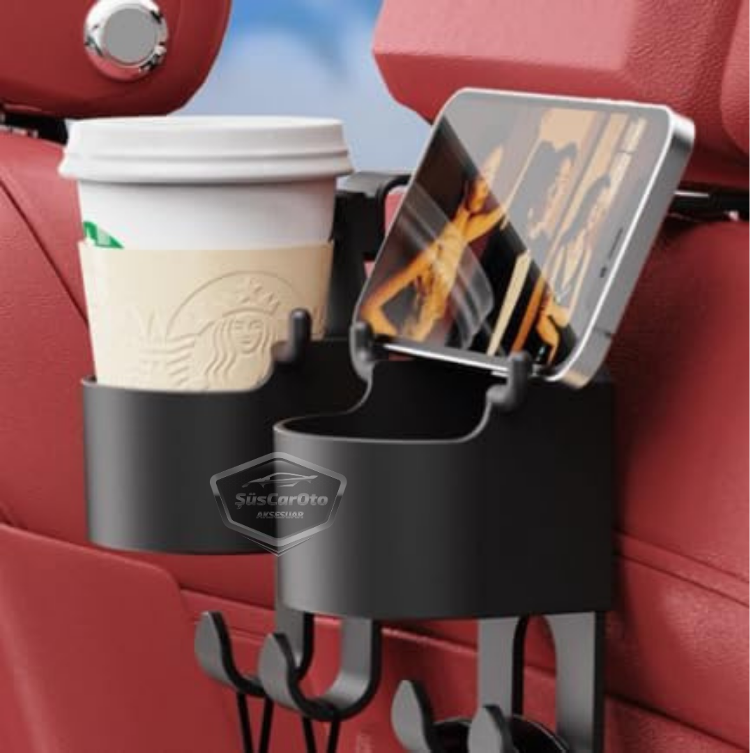 Organizador multifunción para el respaldo del asiento del coche, portavasos, soporte para teléfono, colgador y organizador de almacenamiento para coche, 1 unidad.